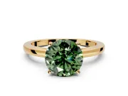 Solitaire Engagement Ring Setting for Fancy Green Round Cut Center with Basket Rail and Prong Head in Yellow Gold