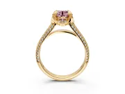 Solitaire Engagement Ring Setting for Fancy Pink Round Cut Center with Accented Split Shank and Prong Head in Yellow Gold