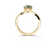 Solitaire Engagement Ring Setting for Fancy Green Oval Center with Plain Split Shank and Prong Head in Yellow Gold