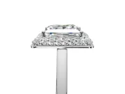 Halo Engagement Ring Setting for Princess Cut Center with Plain Tapered Band and Prong Head in Sterling Silver