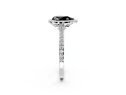 Halo Engagement Ring Setting for Fancy Black Pear-Shaped Center with Pave Accents, Heart Basket and Prong Head in Platinum