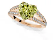 Solitaire Engagement Ring Setting for Fancy Yellow Heart-Shaped Center with Pave Split Shank and Prong Head in Rose Gold