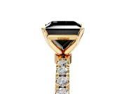 Open Basket Engagement Ring Setting for Fancy Black Princess Cut Center with Pave Band and Prong Head in Yellow Gold