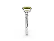 Solitaire Engagement Ring Setting for Fancy Yellow Emerald Cut Center with Trailing Leaf Accent Band and Prong Head in Sterling Silver