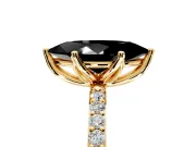 Solitaire Engagement Ring Setting for Fancy Black Marquise Center with Fine Pave Accents and Prong Head in Yellow Gold