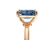 Minimalist Solitaire Engagement Ring Setting for Fancy Blue Emerald Cut Center with Thin Band and Prong Head in Rose Gold