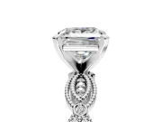 Solitaire Engagement Ring Setting for Princess Cut Center with Marquise Panel Band and Prong Head in Sterling Silver