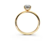 Hidden Halo Engagement Ring Setting for Emerald Cut Center with Thin Round-Wire Band and Prong Head in Yellow Gold