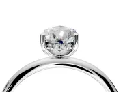 Hidden Halo Engagement Ring Setting for Pear-Shaped Center with Thin Round-Wire Band and Prong Head in White Gold