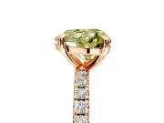 Solitaire Engagement Ring Setting for Fancy Yellow Heart-Shaped Center with Fine Pave Narrow Band and Prong Head in Rose Gold