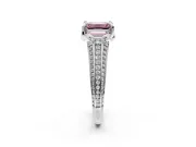 Solitaire Engagement Ring Setting for Fancy Pink Emerald Cut Center with Accented Split Shank and Prong Head in Platinum