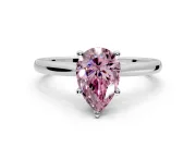 Solitaire Engagement Ring Setting for Fancy Pink Pear-Shaped Center with Narrow Cathedral Band and Prong Head in Platinum