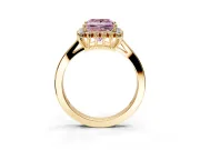 Starburst Halo Engagement Ring Setting for Fancy Pink Princess Cut Center with Flat Cathedral Band and Prong Head in Yellow Gold