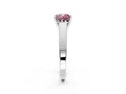 Solitaire Engagement Ring Setting for Fancy Pink Cushion Cut Center with Tapered Split Shoulders and Prong Head in Sterling Silver
