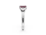 Solitaire Engagement Ring Setting for Fancy Pink Emerald Cut Center with Wire Band and Prong Head in Platinum