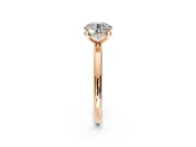 Hidden Halo Engagement Ring Setting for Round Cut Center with Thin Rounded Band and Prong Head in Rose Gold