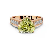 Solitaire Engagement Ring Setting for Fancy Yellow Heart-Shaped Center with Cathedral Channel Band and Prong Head in Rose Gold