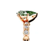 Solitaire Engagement Ring Setting for Fancy Green Pear-Shaped Center with Bezel-Dot Beaded Band and Prong Head in Rose Gold