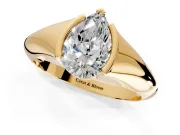 Tension Engagement Ring Setting for Pear-Shaped Center with Wide Tapered Band and Tension Head in Yellow Gold