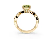 Solitaire Engagement Ring Setting for Fancy Yellow Princess Cut Center with Half-Pave Crossover Band and Prong Head in Yellow Gold