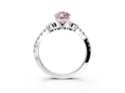 Leaf Motif Engagement Ring Setting for Fancy Pink Pear-Shaped Center with Pave Band and Prong Head in Platinum