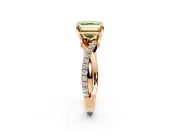 Solitaire Engagement Ring Setting for Fancy Yellow Asscher Cut Center with Half-Pave Crossover Band and Prong Head in Rose Gold