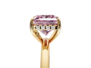 Solitaire Engagement Ring Setting for Fancy Pink Princess Cut Center with Fine Wire Band and Prong Head in Yellow Gold
