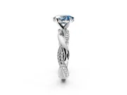 Solitaire Engagement Ring Setting for Fancy Blue Oval Center with Pave and Plain Crossover and Basket Head in White Gold