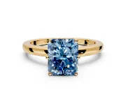 Solitaire Engagement Ring Setting for Fancy Blue Radiant Cut Center with Plain Band and Tulip Prong Head in Yellow Gold
