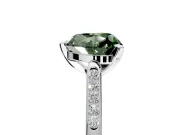 Solitaire Engagement Ring Setting for Fancy Green Heart-Shaped Center with Channel Accents and Prong Head in White Gold