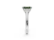 Solitaire Engagement Ring Setting for Fancy Green Emerald Cut Center with Cathedral Band and Prong Head in Sterling Silver