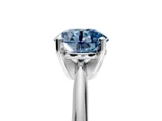 Solitaire Engagement Ring Setting for Fancy Blue Round Cut Center with Knife Ridge Band and Claw Prong Head in Sterling Silver