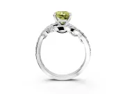 Solitaire Engagement Ring Setting for Fancy Yellow Radiant Cut Center with Pave Bypass Twist Band and Prong Head in White Gold