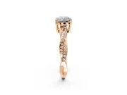 Solitaire Engagement Ring Setting for Cushion Cut Center with Twisted Pave Band and Prong Head in Rose Gold
