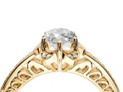 Floral Engagement Ring Setting for Marquise Center with Four Accent Clusters and Prong Head in Yellow Gold