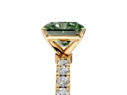 Open Basket Engagement Ring Setting for Fancy Green Radiant Cut Center with Pave Band and Prong Head in Yellow Gold