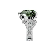 Solitaire Engagement Ring Setting for Fancy Green Heart-Shaped Center with Crossover Accents and Prong Head in Platinum