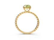 Solitaire Engagement Ring Setting for Fancy Yellow Oval Center with 2-Strand Rope Twist Band and Prong Head in Yellow Gold