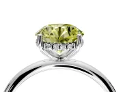 Hidden Halo Engagement Ring Setting for Fancy Yellow Round Cut Center with Thin Round-Wire Band and Prong Head in Sterling Silver