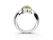 Halo Engagement Ring Setting for Fancy Yellow Radiant Cut Center with Tapered Plain Band and Prong Head in White Gold