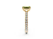 Solitaire Engagement Ring Setting for Fancy Yellow Emerald Cut Center with Shared-Prong Accents and Prong Head in Yellow Gold