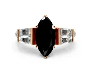 Channel-Set Engagement Ring Setting for Fancy Black Marquise Center with Baguette Band and Prong Head in Rose Gold