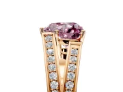 Split Shank Engagement Ring Setting for Fancy Pink Heart-Shaped Center with Pave Split Shank and Prong Head in Rose Gold