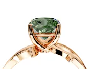 Solitaire Engagement Ring Setting for Fancy Green Cushion Cut Center with Pave and Plain Crossover Band and Prong Head in Rose Gold