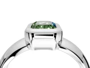 Solitaire Engagement Ring Setting for Fancy Green Emerald Cut Center with Wide Band and Bezel Head in Platinum
