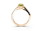 Solitaire Engagement Ring Setting for Fancy Yellow Emerald Cut Center with Partway Pave Band and Prong Head in Rose Gold