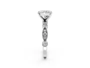 Solitaire Engagement Ring Setting for Radiant Cut Center with Milgrain Bezel Accents and Prong Head in Platinum