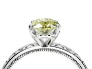 Solitaire Engagement Ring Setting for Fancy Yellow Oval Center with XO Engraved Band and Prong Head in Platinum