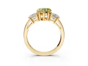 3 Stone Engagement Ring Setting for Fancy Yellow Heart-Shaped Center with Matching Side Accents and Prong Head in Yellow Gold