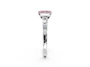 Bar-Set Engagement Ring Setting for Fancy Pink Radiant Cut Center with Tapered Baguette Accents and Prong Head in Platinum